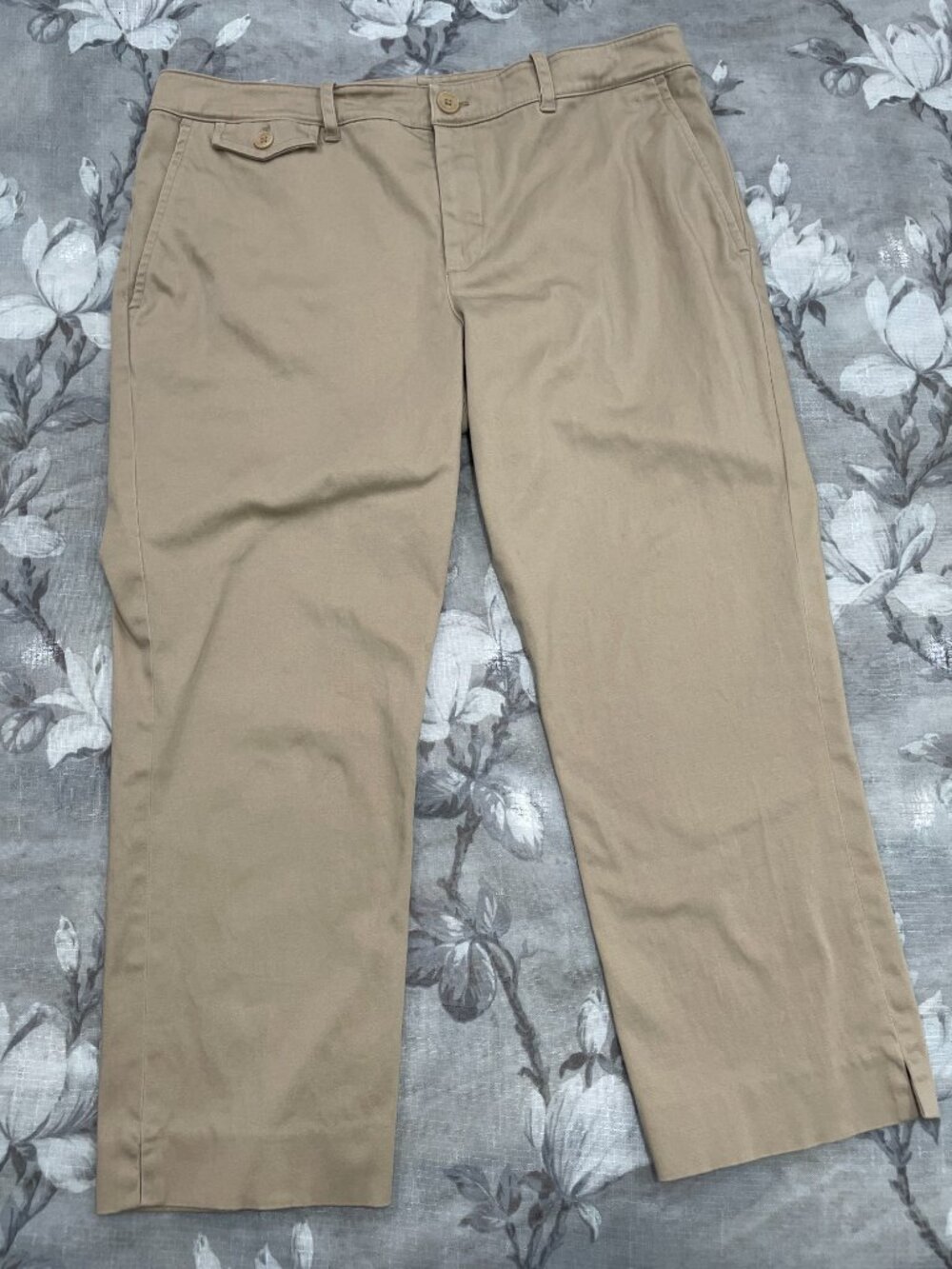 Lauren Ralph Lauren Capri Pants Womens 12 Khaki Stretch Chino Cropped Preppy